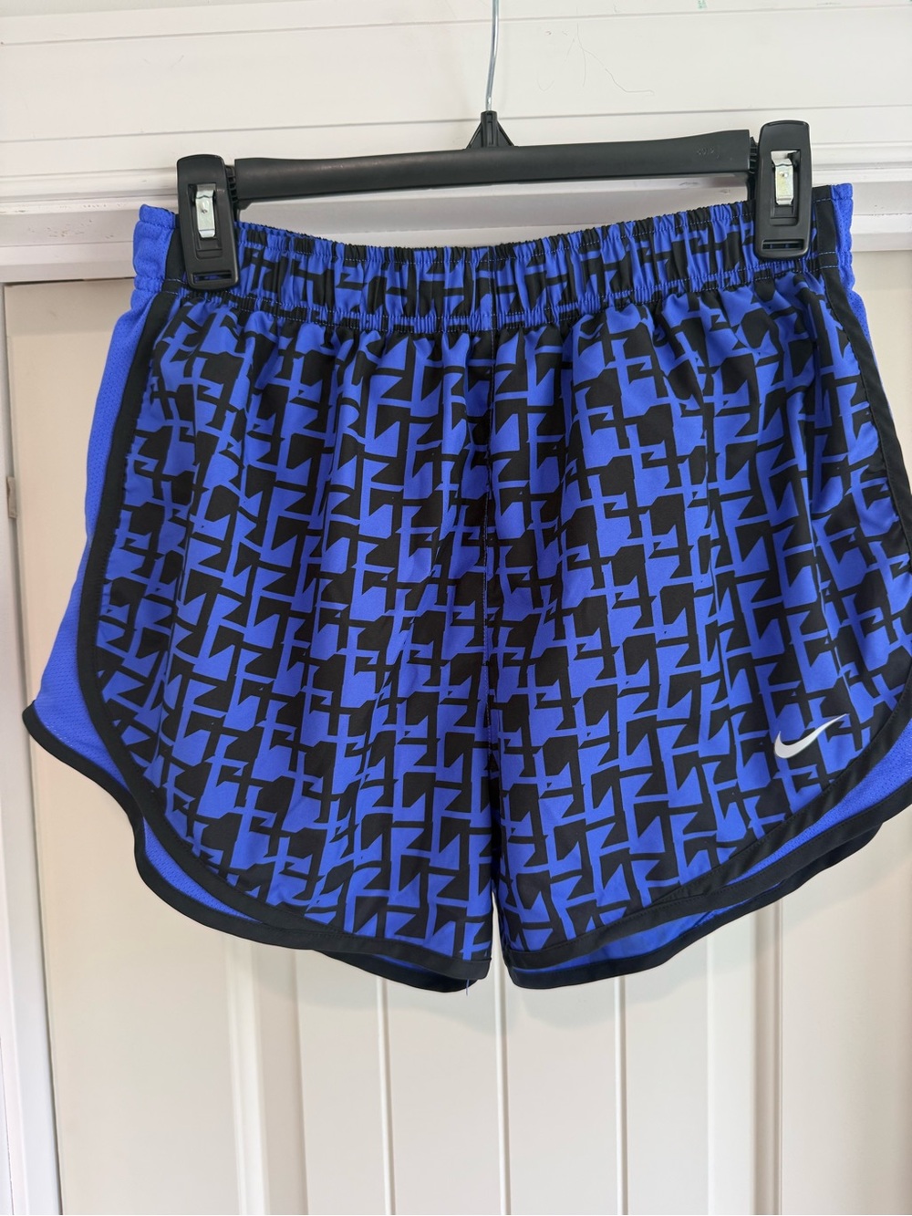 Nike Women’s Blue and Black Geometric Athletic Shorts
